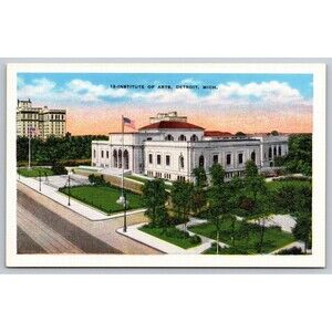 Vtg Detroit Institute of Arts Michigan Linen Postcard 13 United News Co 14655